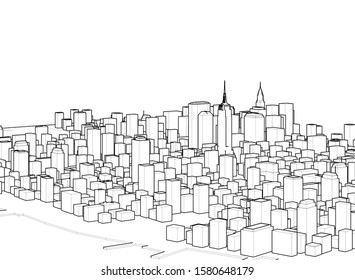 modern city panorama 3d illustration