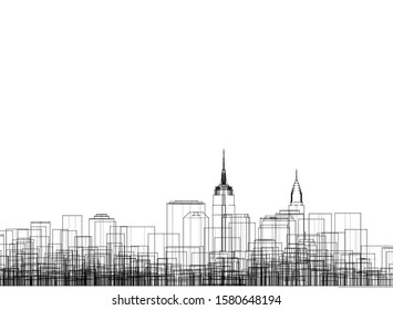 modern city panorama 3d illustration