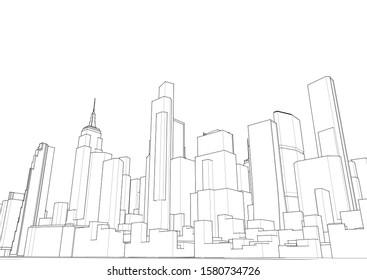 modern city panorama 3d illustration