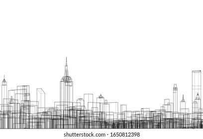 modern city panorama 3d illustration