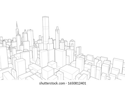 modern city panorama 3d illustration