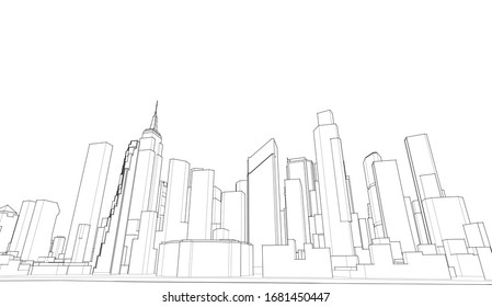 modern city panorama 3d illustration