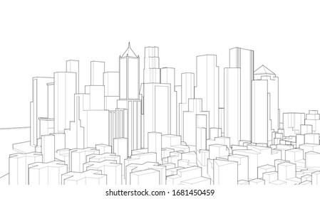 modern city panorama 3d illustration