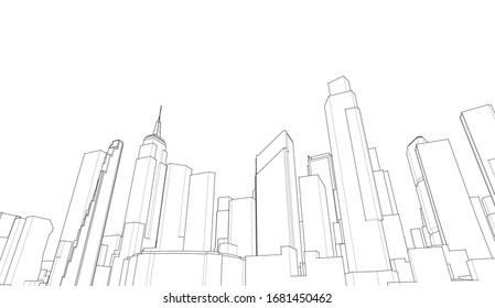 modern city panorama 3d illustration