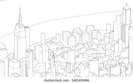 modern city panorama 3d illustration
