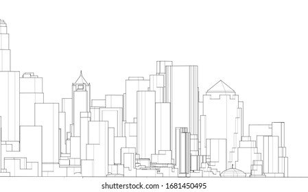 modern city panorama 3d illustration