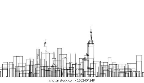 modern city panorama 3d illustration