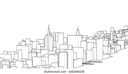 modern city panorama 3d illustration