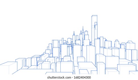 modern city panorama 3d illustration