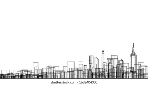 modern city panorama 3d illustration