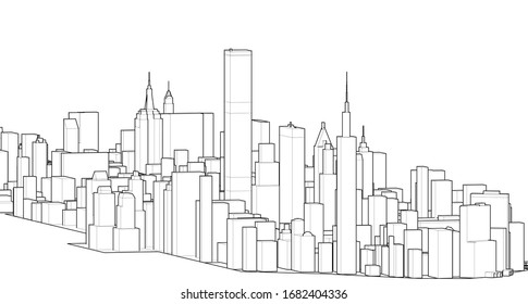 modern city panorama 3d illustration