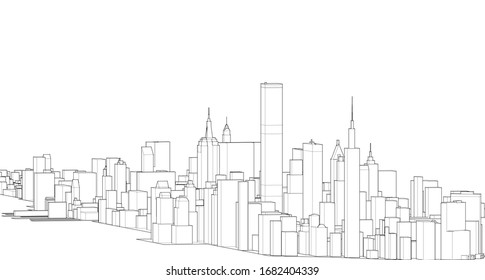 Cityscape Sketch Vector Sketch Urban Architecture Stock Vector (Royalty ...