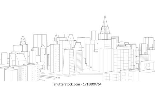 city skyline line drawing