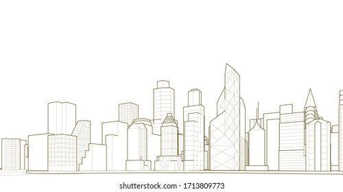 modern city panorama 3d illustration