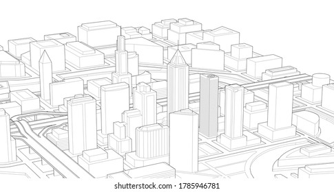 modern city panorama 3d illustration