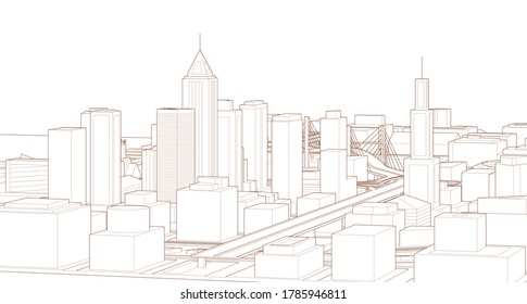 modern city panorama 3d illustration