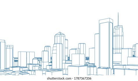 
modern city panorama 3d illustration