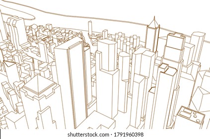 modern city panorama 3d illustration