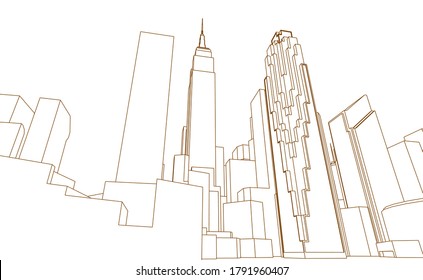 modern city panorama 3d illustration