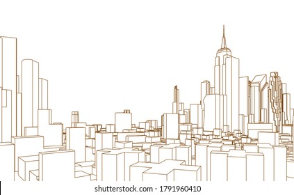 modern city panorama 3d illustration