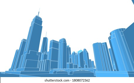 
modern city panorama 3d illustration