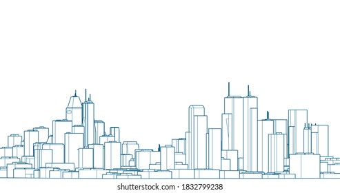 modern city panorama 3d illustration