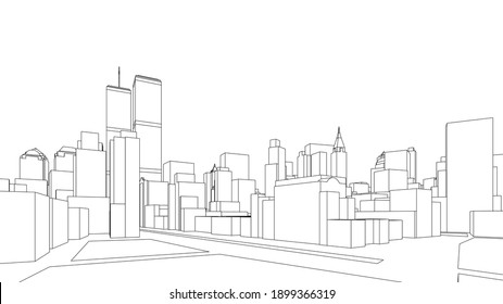 modern city panorama 3d illustration