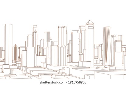 modern city panorama 3d illustration