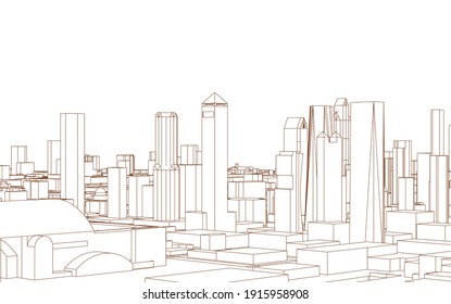 modern city panorama 3d illustration