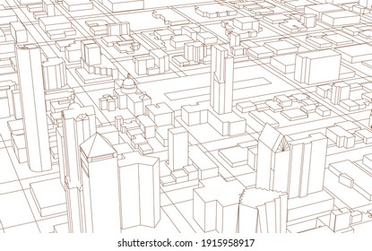 modern city panorama 3d illustration