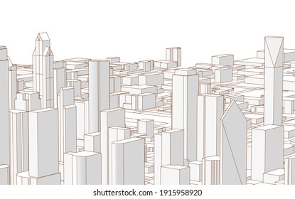 modern city panorama 3d illustration