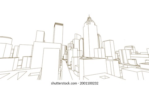 modern city panorama 3d illustration
