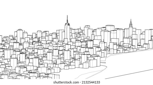 modern city panorama 3d illustration