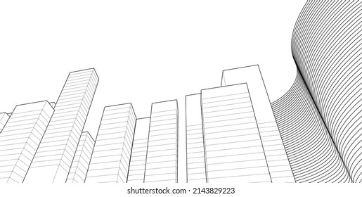modern city panorama 3d illustration