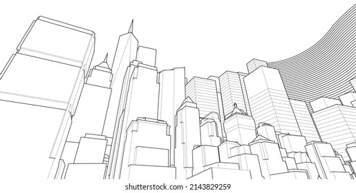 modern city panorama 3d illustration