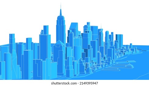 modern city panorama 3d illustration