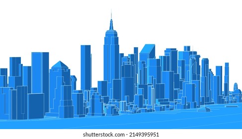 modern city panorama 3d illustration