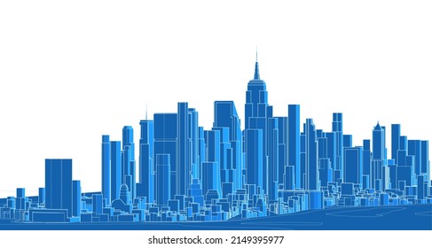 modern city panorama 3d illustration