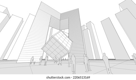 modern city panorama 3d illustration