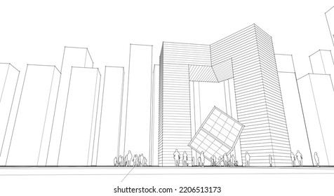 modern city panorama 3d illustration