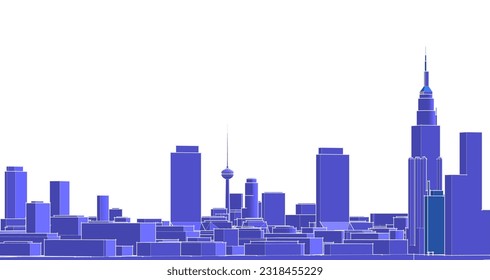modern city panorama 3d illustration