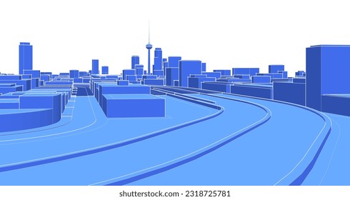 modern city panorama 3d illustration