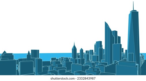 modern city panorama 3d illustration