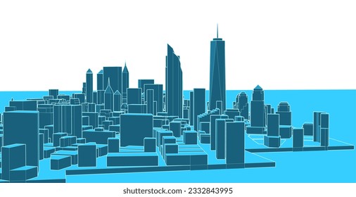 modern city panorama 3d illustration