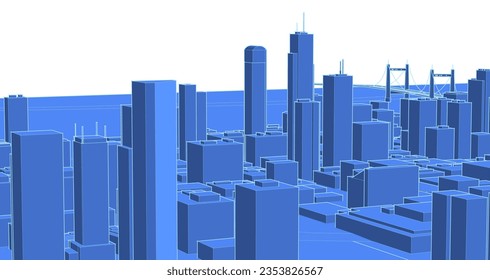 modern city panorama 3d illustration