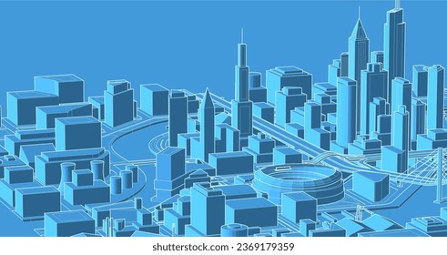 modern city panorama 3d illustration