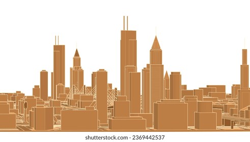  modern city panorama 3d illustration
