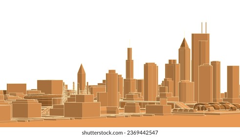  modern city panorama 3d illustration