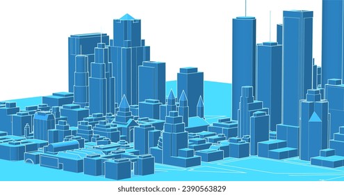 modern city panorama 3d illustration