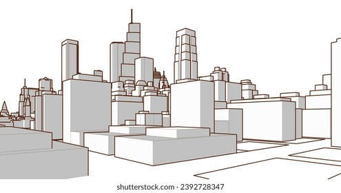 modern city panorama 3d illustration
